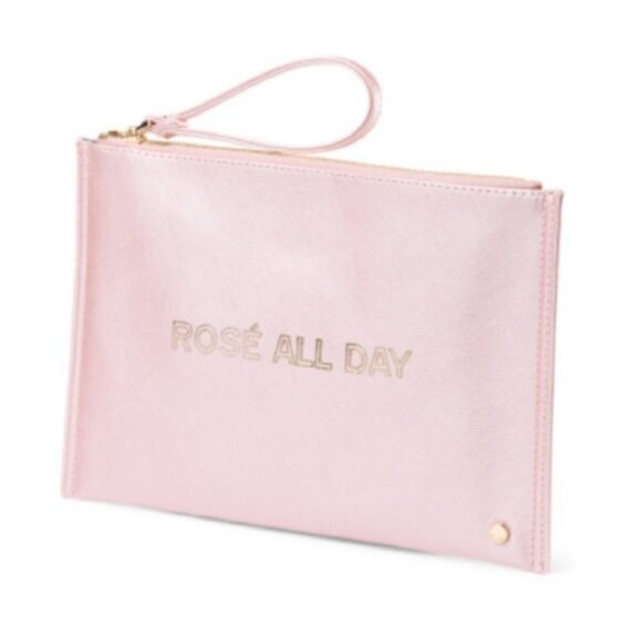 💕MADISON WEST💕 Rose All Day Pink Shimmer Clutch - Picture 1 of 8